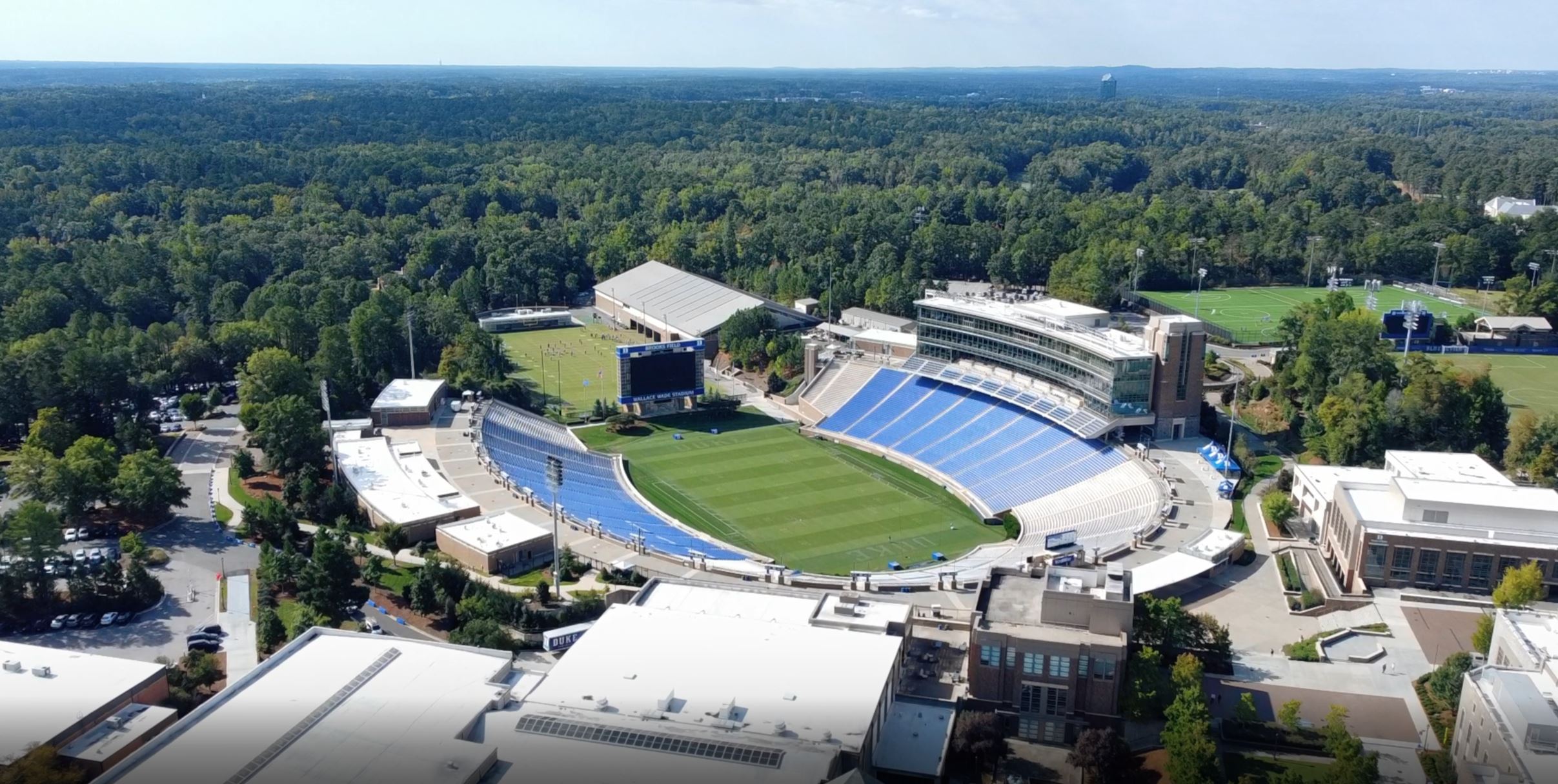 Drone picture of Duke university's stadium