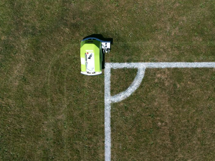 Turf Tank two robot painting a soccer field